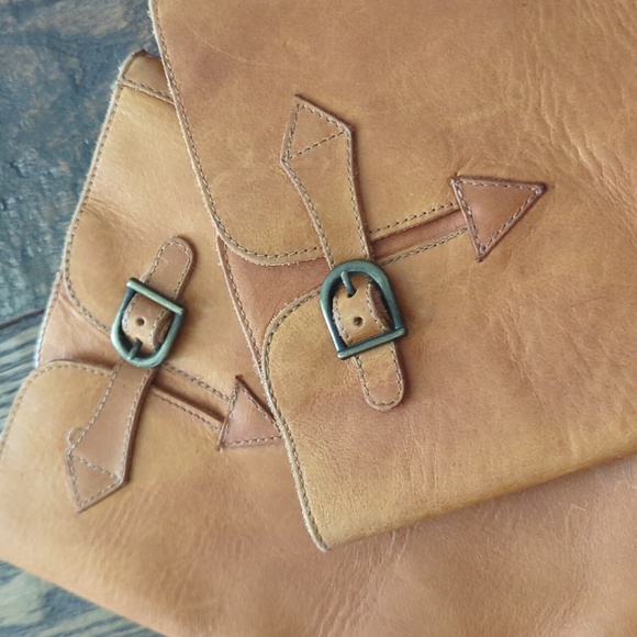 FRYE I Vintage Genuine Goodyear Welt Tall Cognac Leather Boots with Buckles, 5.5 - Picture 14 of 16